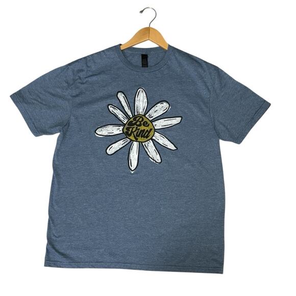 Be Kind Heather Blue Flower T-Shirt Adult Size Large - Picture 7 of 7